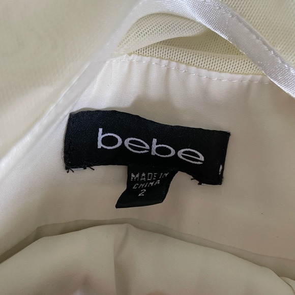 Womens Bebe Ivory Dress with Sheer Panelling and Pleats size 2 - Picture 5 of 6